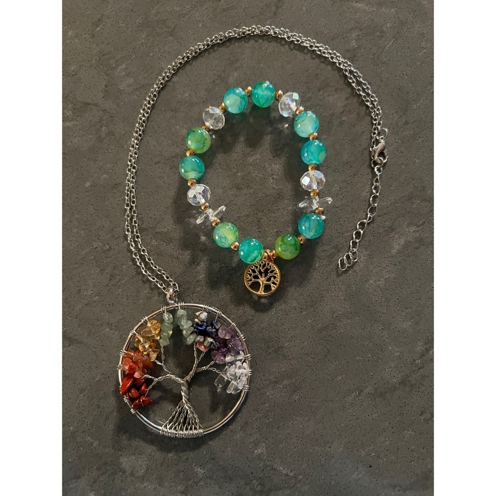 Silver/stone necklace. Free gift with purchase.